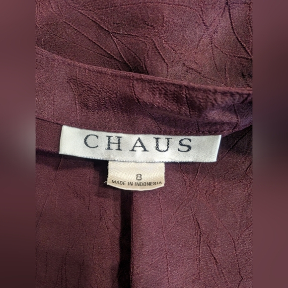 Chaus Vintage Burgundy Plum Purple Button Down Blouse Careerwear 80s 90s Size 8 - Picture 6 of 7